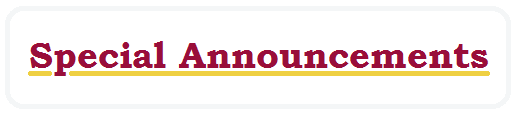 Special Announcements